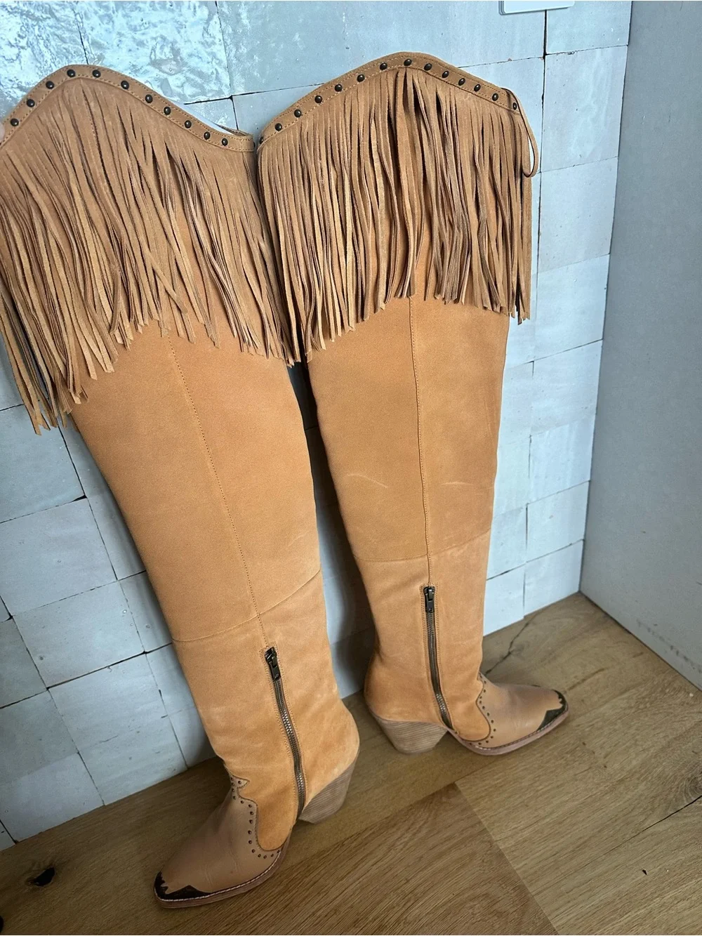 Spell Fringe Over-the-Knee Evie Boot - Tan